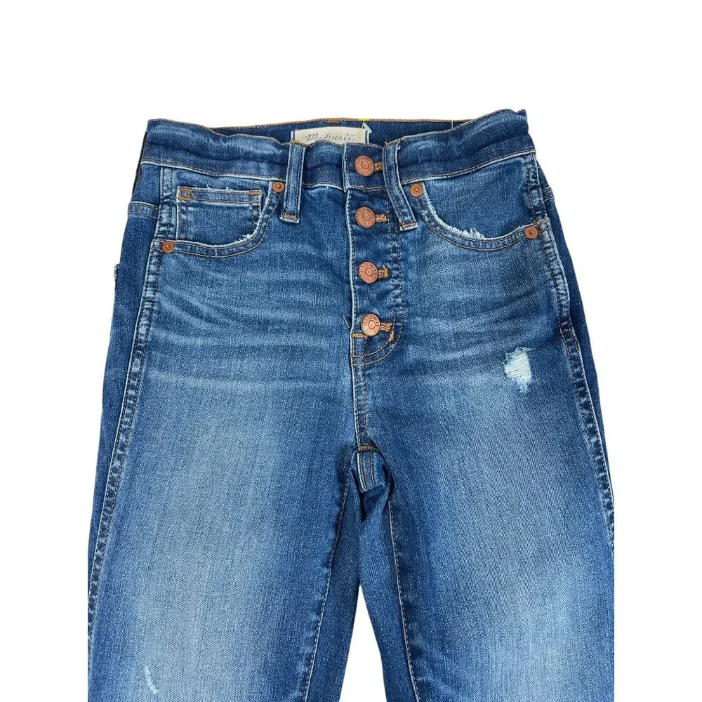 Madewell 10" High-Rise Button Fly Skinny Jeans in Dewitt Wash Size 23 - Picture 2 of 6